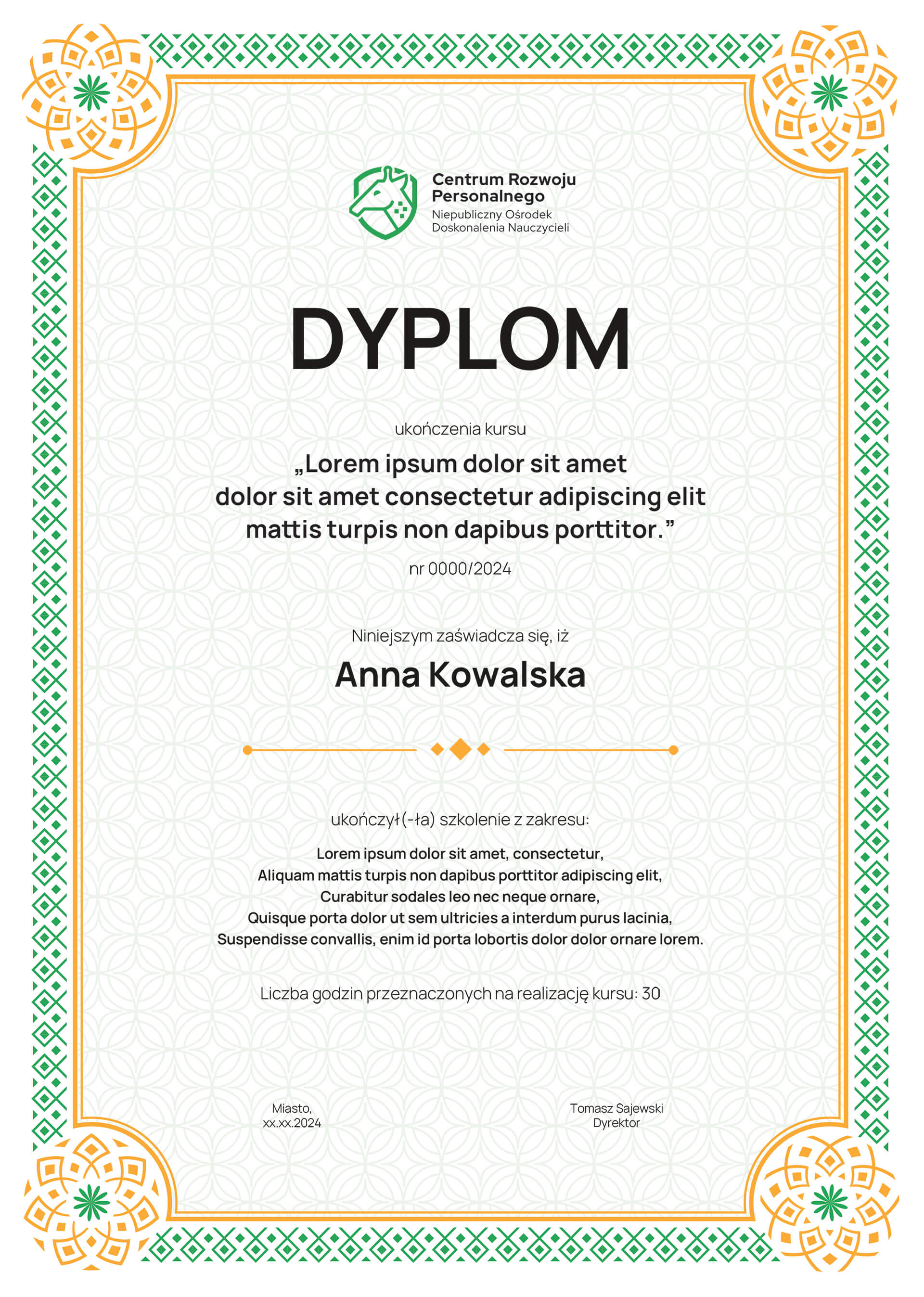 Wzór dyplomu